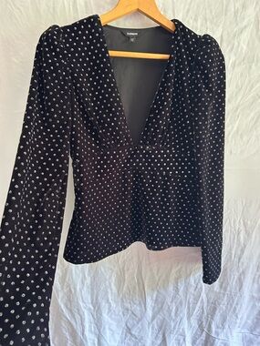 Modern Showgirl Velvet Glitter Polka Dot Party Top